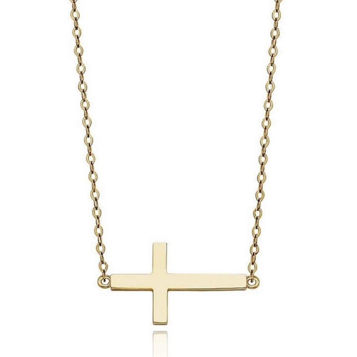 9ct Gold Sideways Cross Necklace