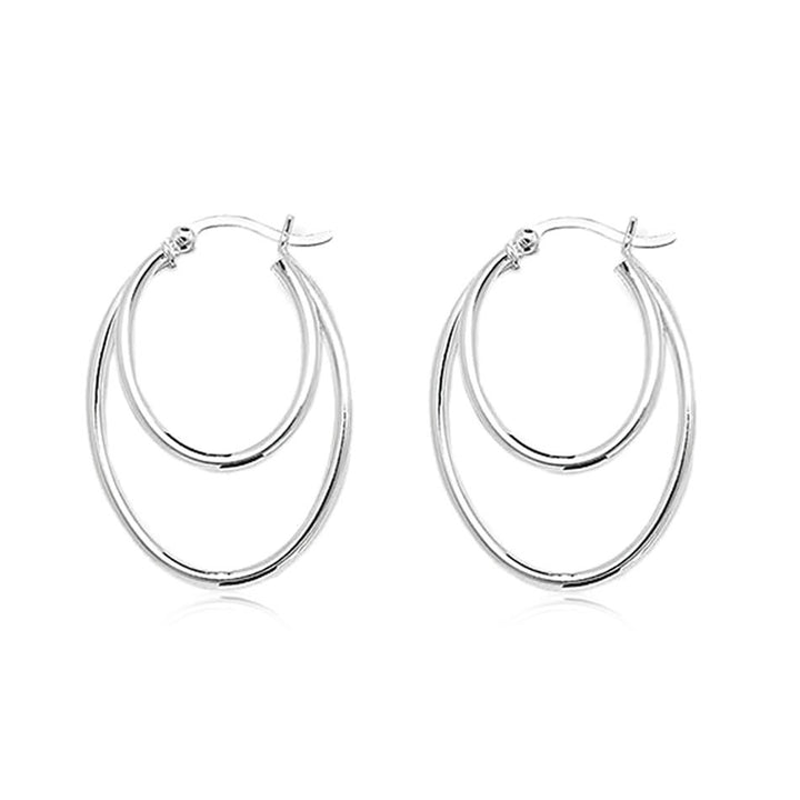 Sterling Silver Oval Double Hoop Earrings