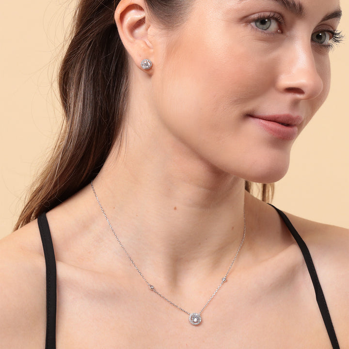 Sterling Silver Halo Necklace