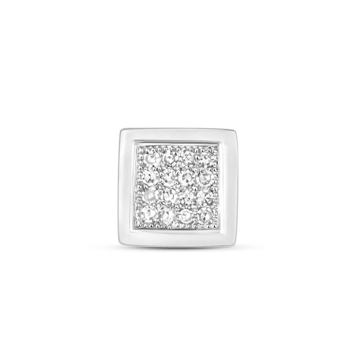 Men's 9ct White Gold Diamond Square Stud Earring