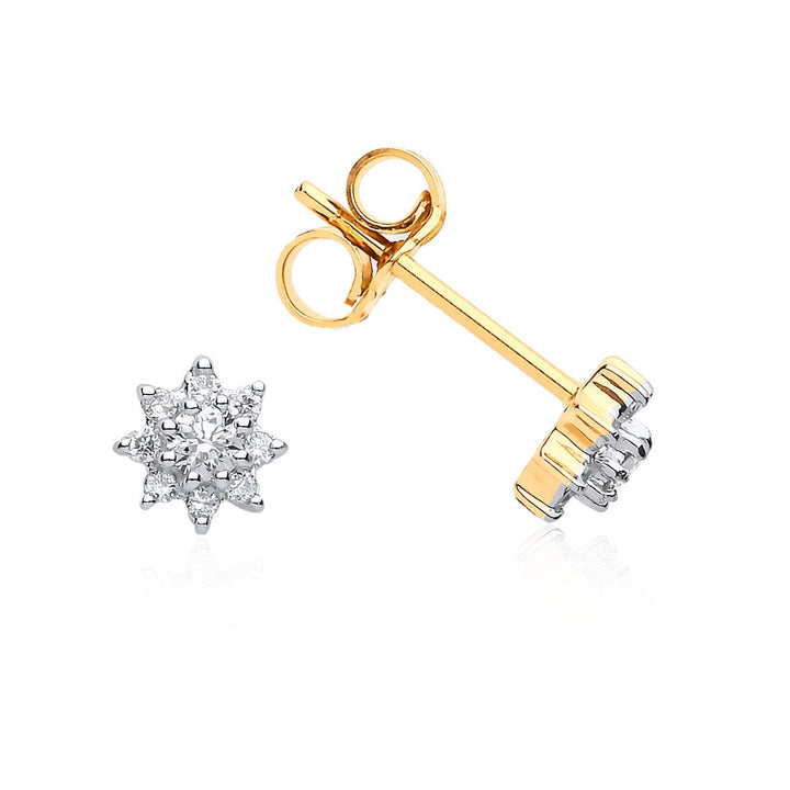 9ct Gold 0.25 Carat Diamond Cluster Stud Earrings