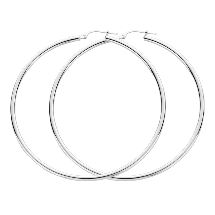 Sterling Silver Large Classic Hoop Earrings 50mm