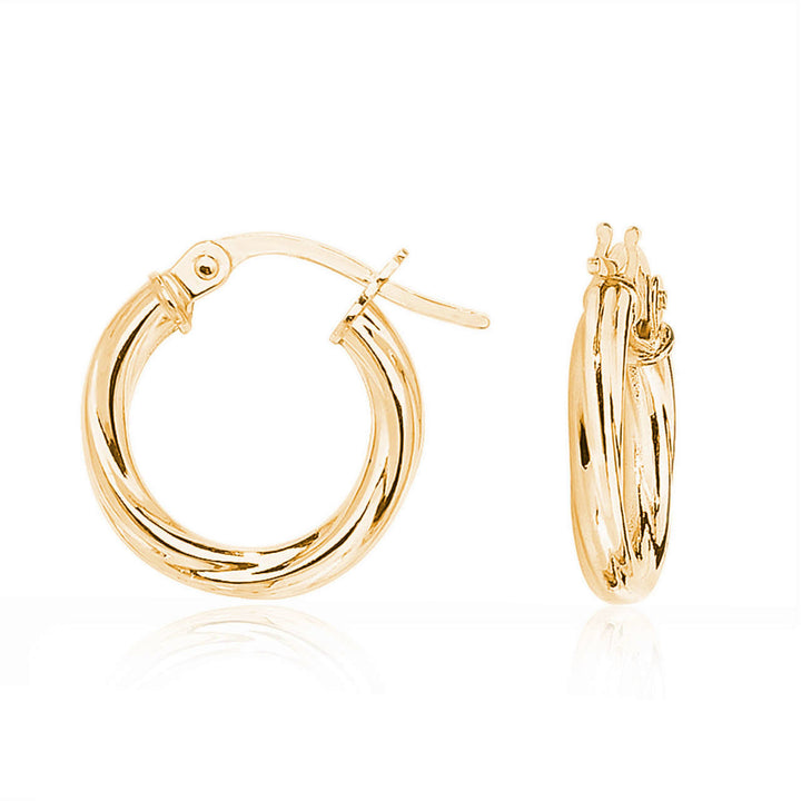 9ct Gold Twist Hoop Earrings 10mm