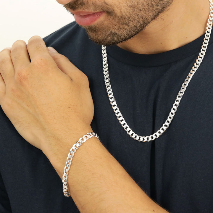 Men's Sterling Silver Curb Bracelet 7mm