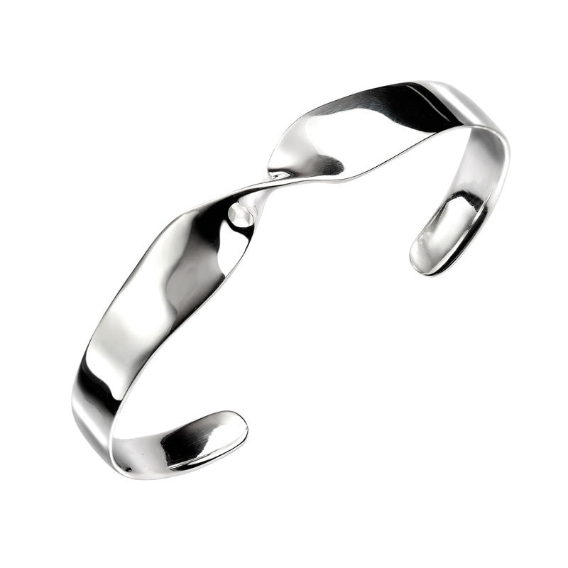 Sterling Silver Solid Ribbon Twist Bangle