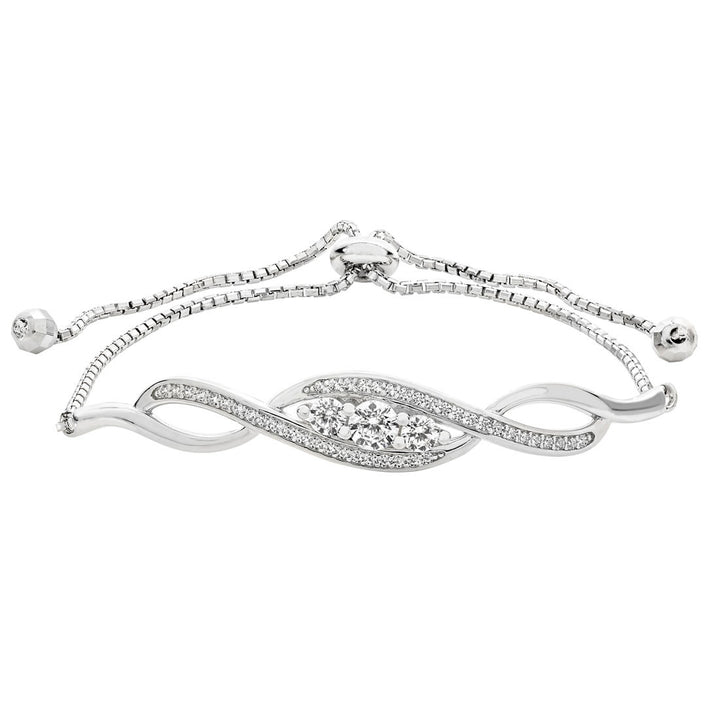 Sterling Silver Adjustable Cubic Zirconia Bracelet