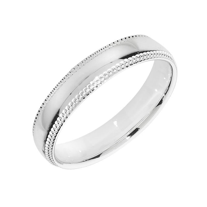 Sterling Silver Milgrain Wedding Band Ring 4mm