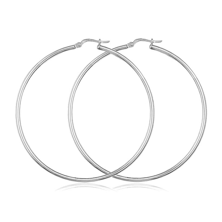 9ct White Gold Large Hoop Earrings 50mm