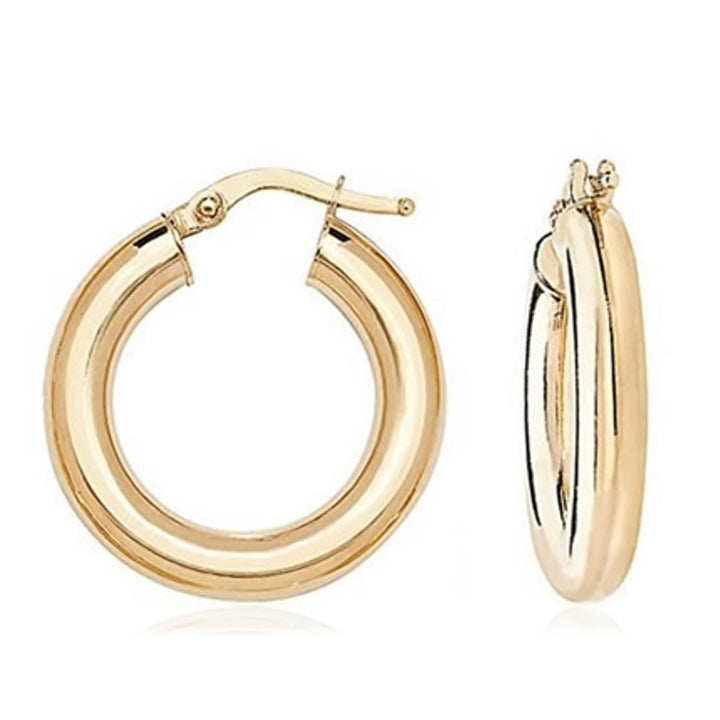 9ct Gold Thick Tube Hoop Earrings 20mm