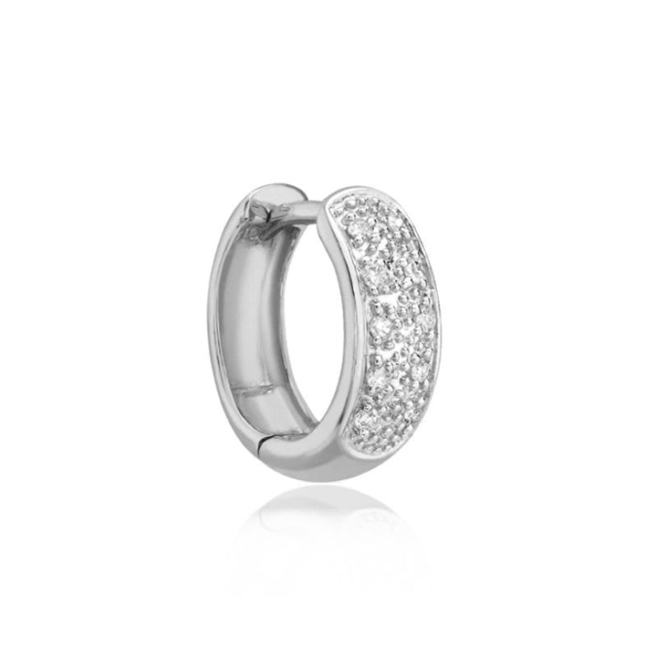 Men's 9ct White Gold Diamond Huggie Hoop Earring