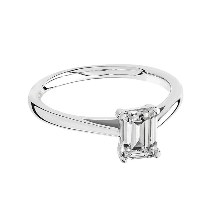 Luminous Silver Emerald-Cut Solitaire Ring