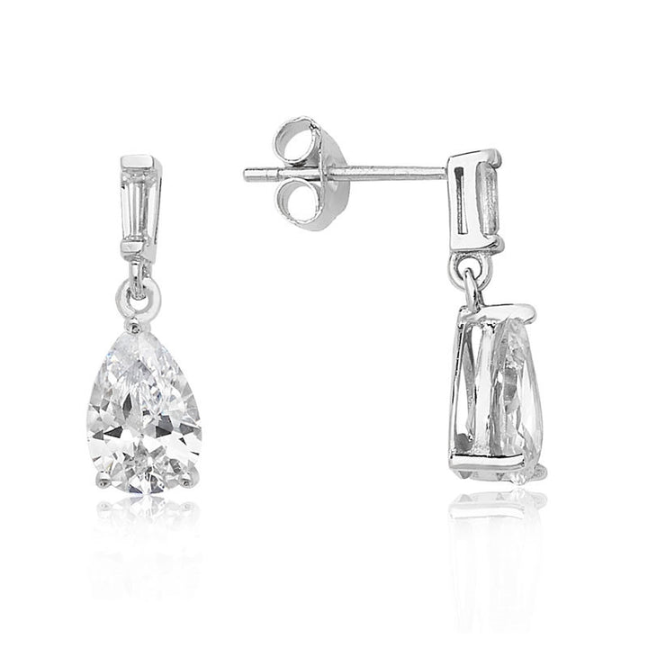 Silver Cubic Zirconia Teardrop Earrings
