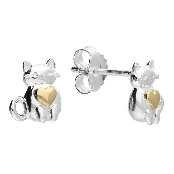 Diamond Set Cat Stud Earrings In Sterling Silver - Foto 8