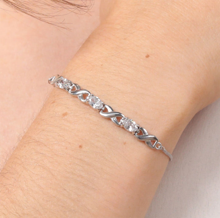 Silver Kiss Adjustable Cubic Zirconia Bracelet