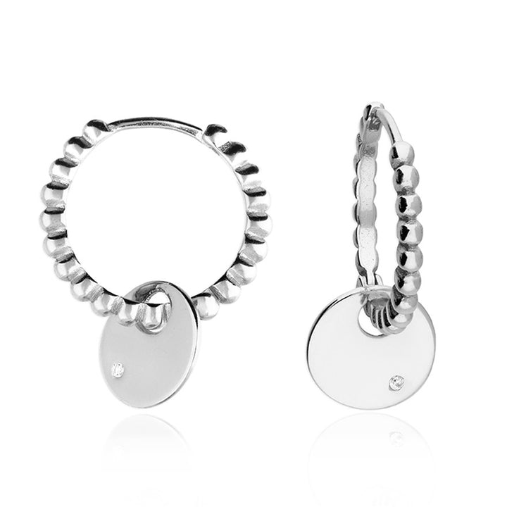 Sterling Silver Small Cubic Zirconia Hoop Earrings