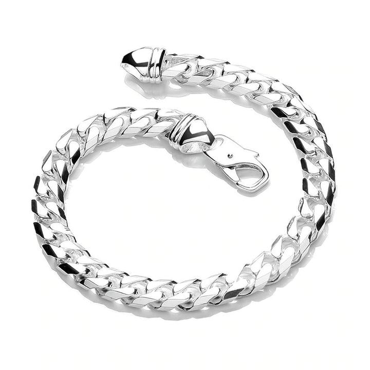 Men's Solid Silver Square Curb Bracelet 1oz