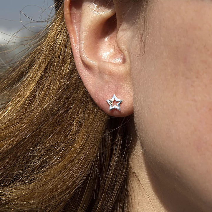 Sterling Silver Star Stud Earrings