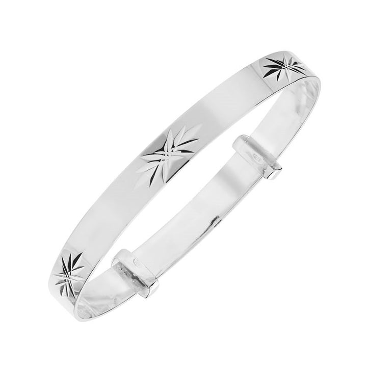 Sterling Silver Diamond Cut Expander Baby Bangle