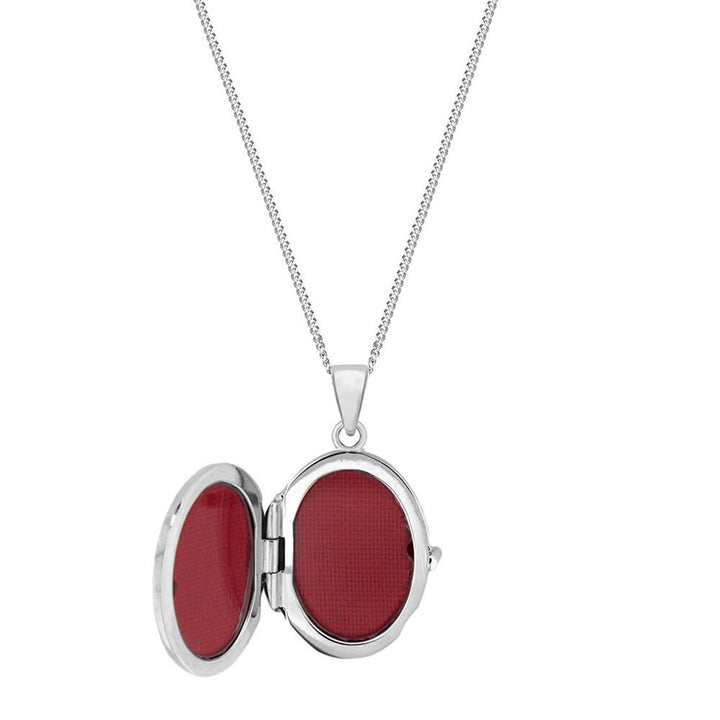 Sterling Silver Oval Cubic Zirconia Locket