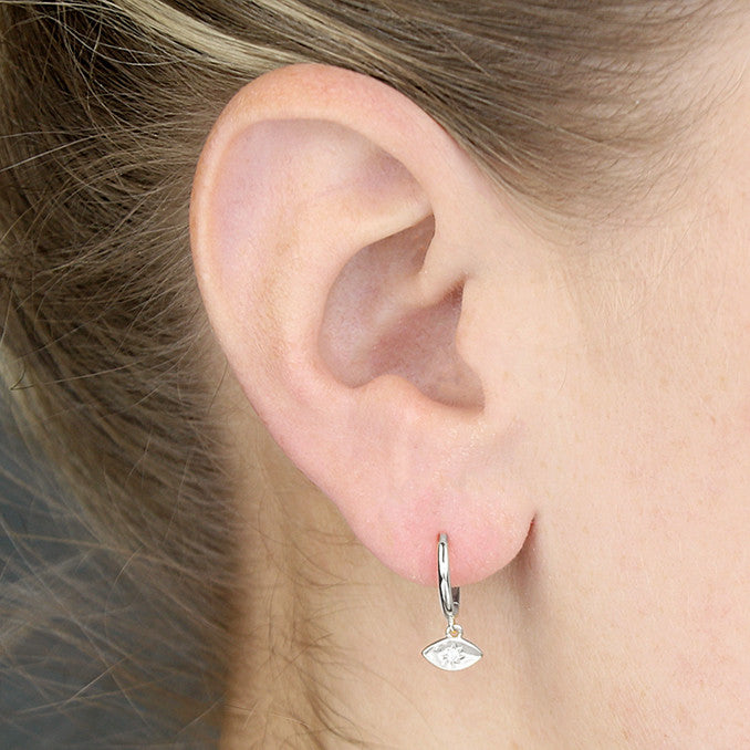Sterling Silver Evil Eye Hoop Earrings
