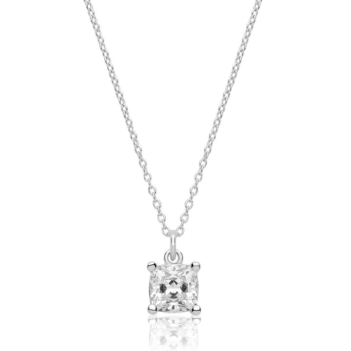 Luminous Silver Cushion-Cut Cubic Zirconia Pendant