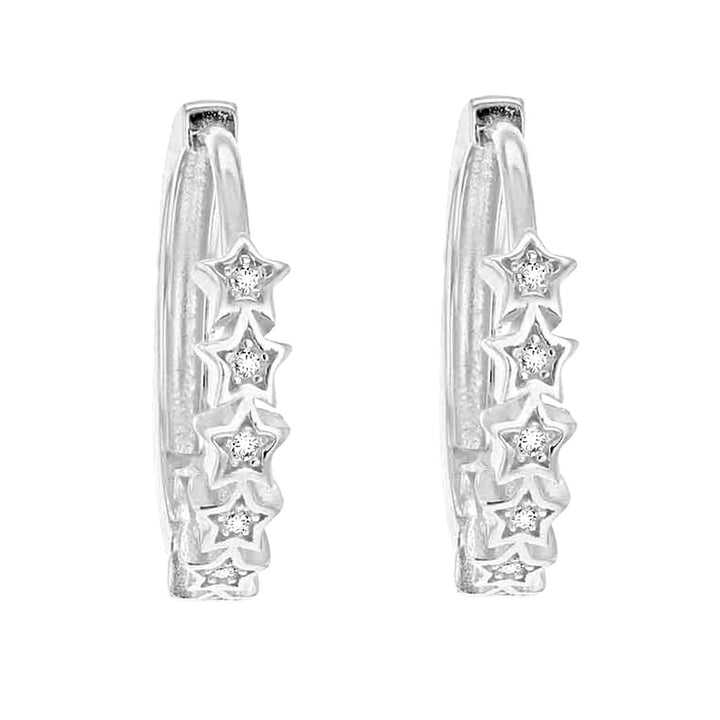Sterling Silver Star Hinged Hoop Earrings
