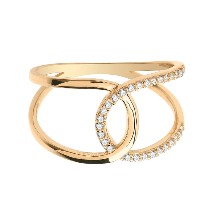 9ct Gold Pave Interlocked Ring