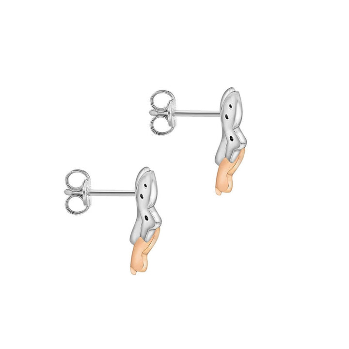 9ct Rose & White Gold Diamond Butterfly Earrings