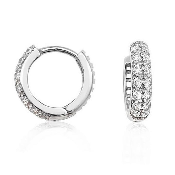 9ct White Gold Cubic Zirconia Hoop Earrings