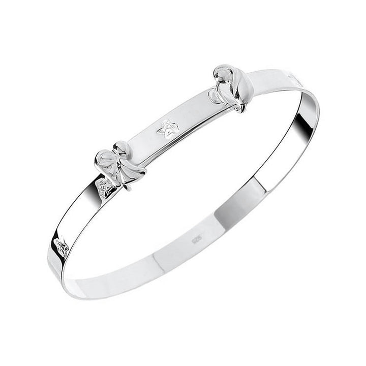 Sterling Silver Guardian Angel Baby Bangle
