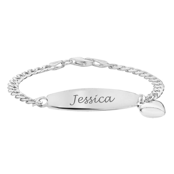 Children's Silver Personalised Heart ID Bracelet