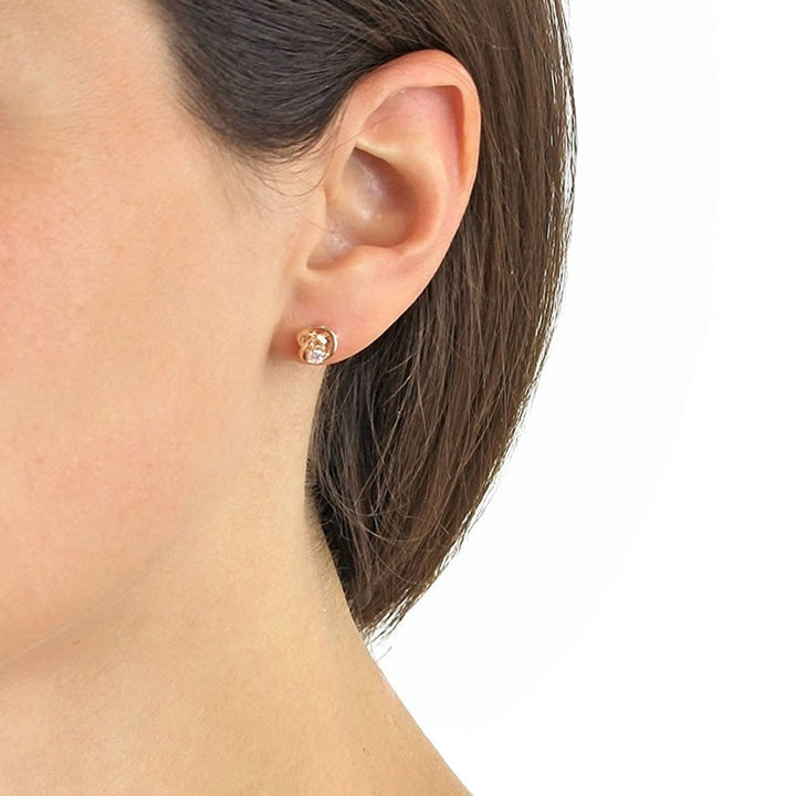 9ct Rose Gold Cubic Zirconia Knot Stud Earrings