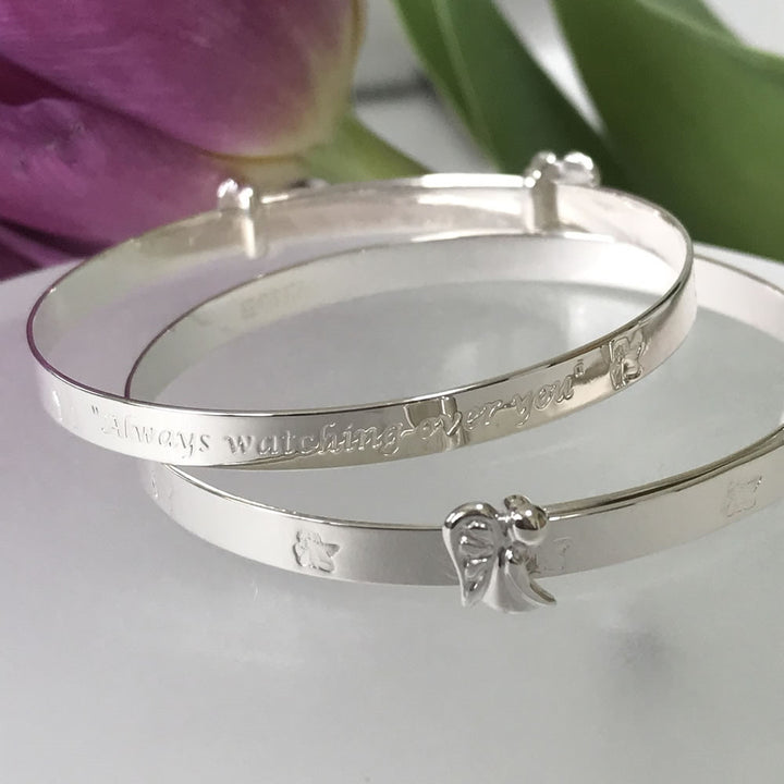 Sterling Silver Guardian Angel Baby Bangle