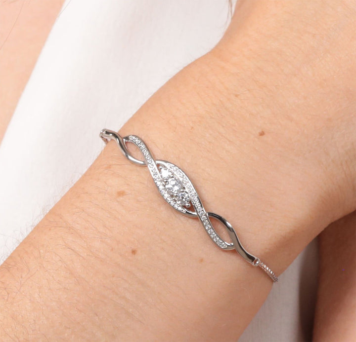 Sterling Silver Adjustable Cubic Zirconia Bracelet
