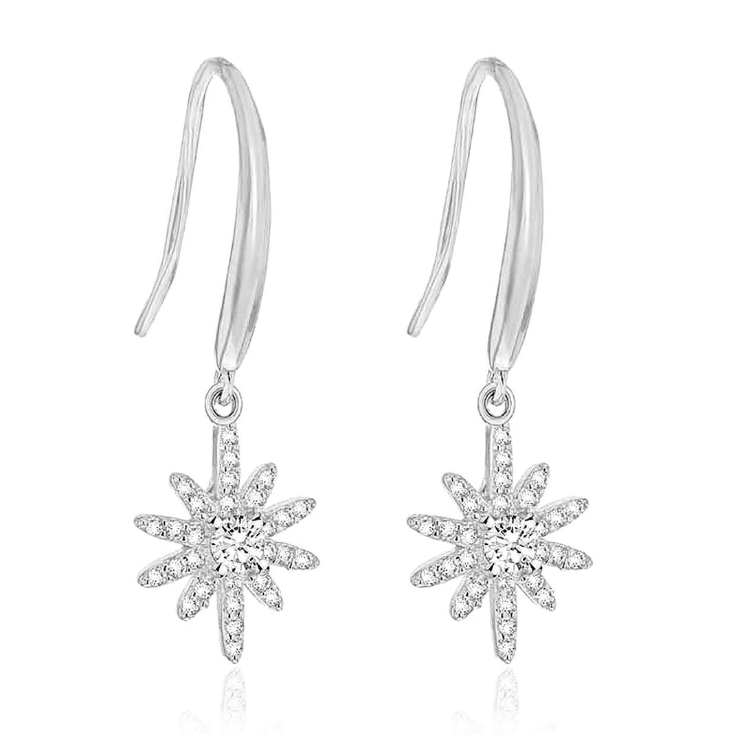 Sterling Silver Starburst Drop Earrings