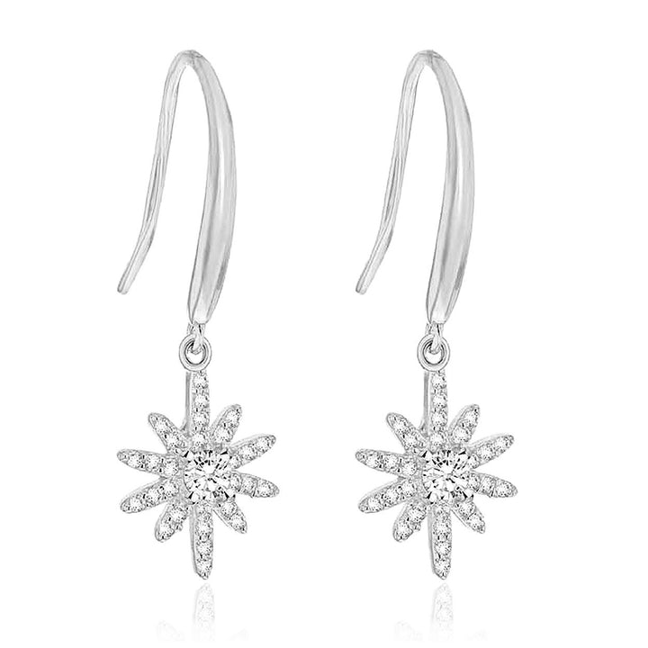 Sterling Silver Starburst Drop Earrings