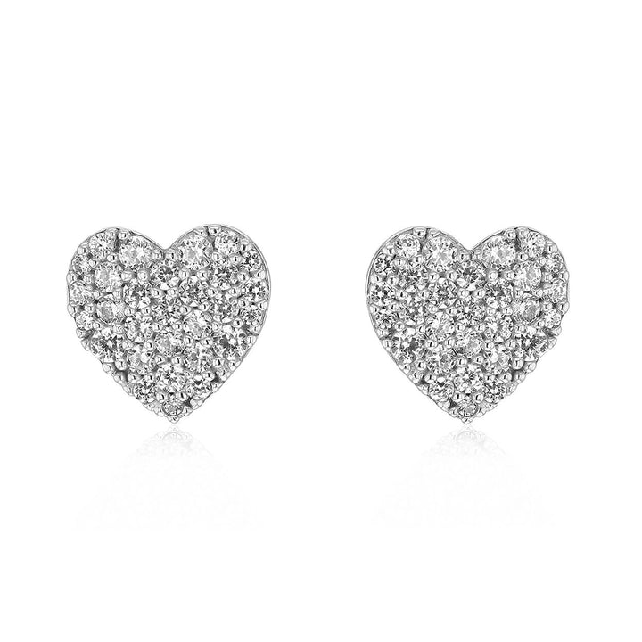 9ct White Gold Heart Stud Earrings