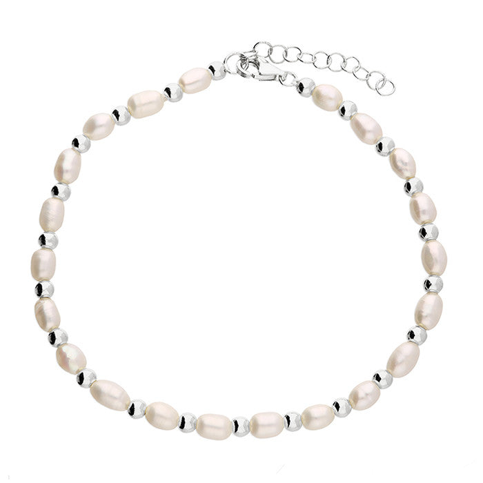 Silver Freshwater Pearl & Bead Bracelet
