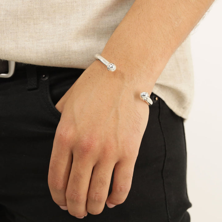 Men's Heavy Solid Silver Torque Bangle