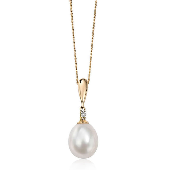 9ct Gold Pearl & Diamond Pendant