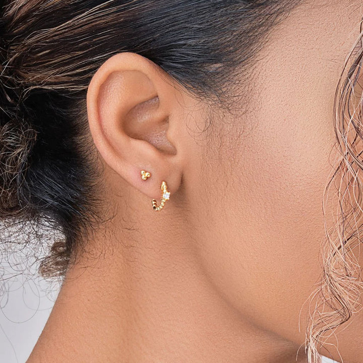 18ct Gold Plated Bead Mini Hoops