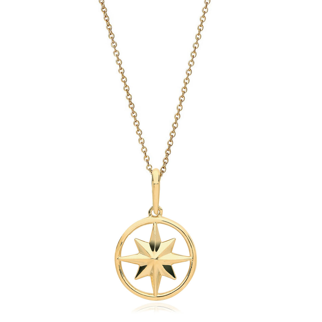 9ct Gold Guiding Star Compass Pendant