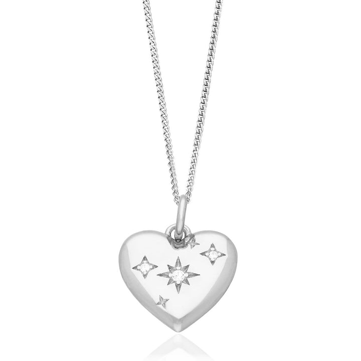 Sterling Silver Cubic Zirconia Starry Heart Pendant