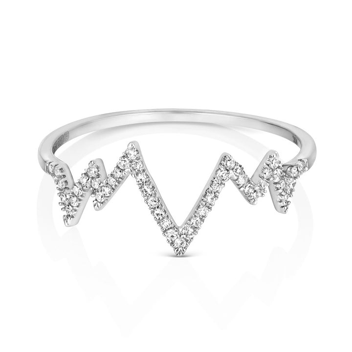 9ct White Gold Diamond Heartbeat Ring