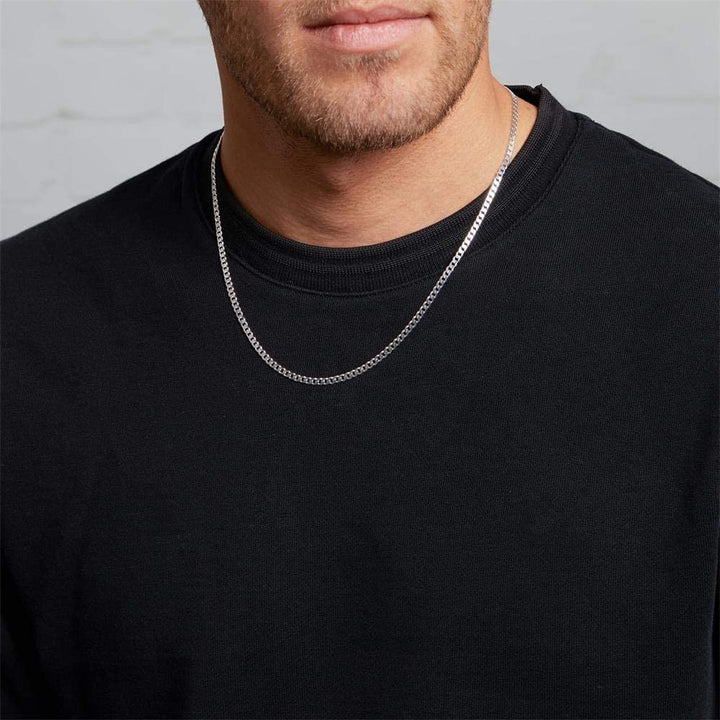 Men's Solid Silver Curb Chain Necklace 3mm