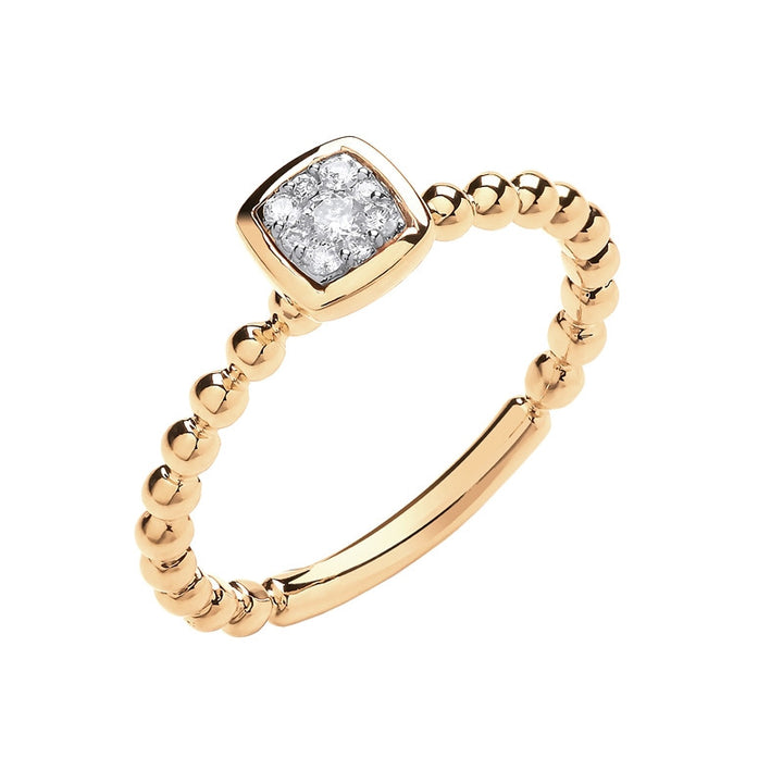 9ct Gold Beaded Diamond Ring