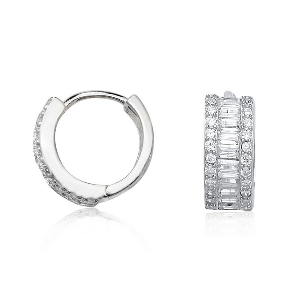 Sterling Silver Cubic Zirconia Huggie Hoop Earrings – Bijou Jewellery