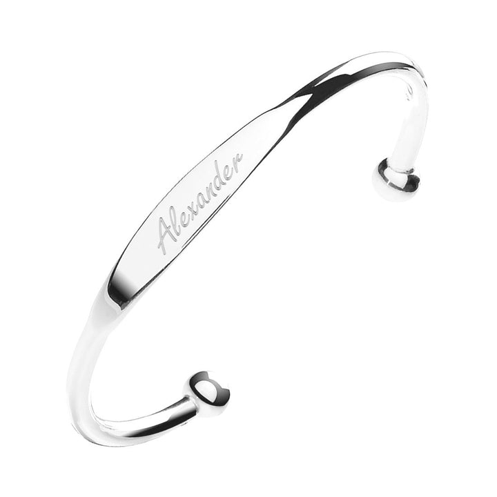 Men's Solid Sterling Silver Personalised ID Torque Bangle