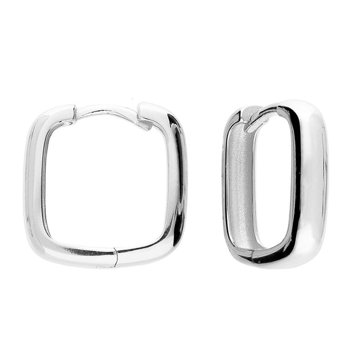 Sterling Silver Square Hinged Huggie Hoop Earrings