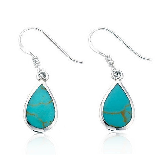 Sterling Silver Turquoise Teardrop Earrings